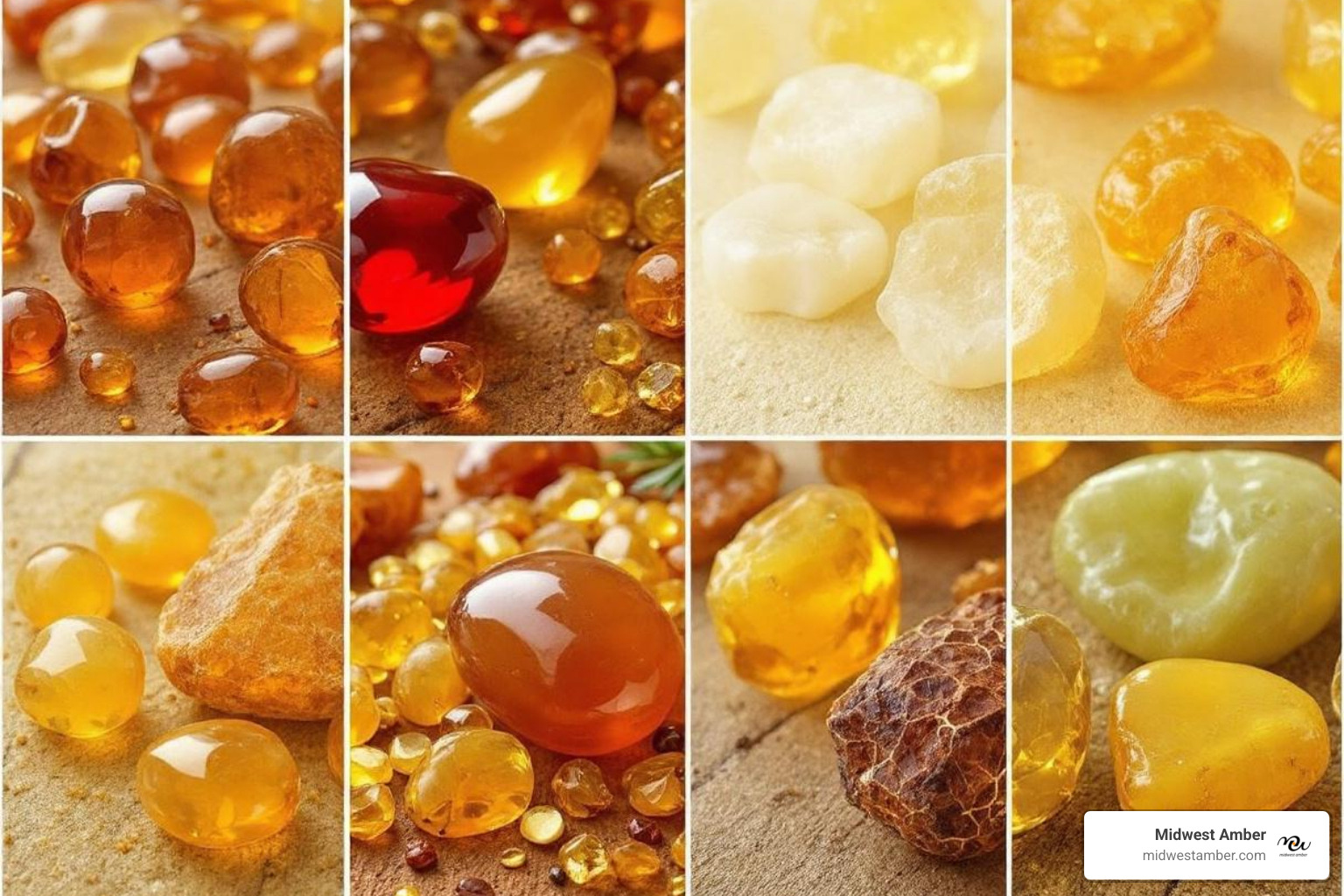 Collage showcasing different amber colors and finishes - men amber jewelry set Collage showcasing different amber colors and finishes - men amber jewelry set