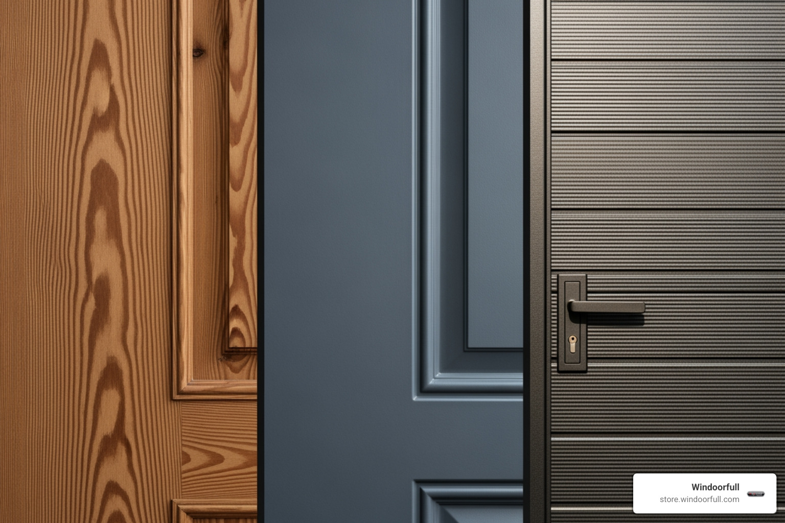 Collage showing different door materials like wood, fiberglass, and steel - 42 exterior door Collage showing different door materials like wood, fiberglass, and steel - 42 exterior door