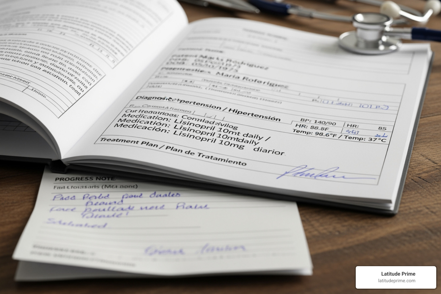 medical chart with translated notes - translators in healthcare