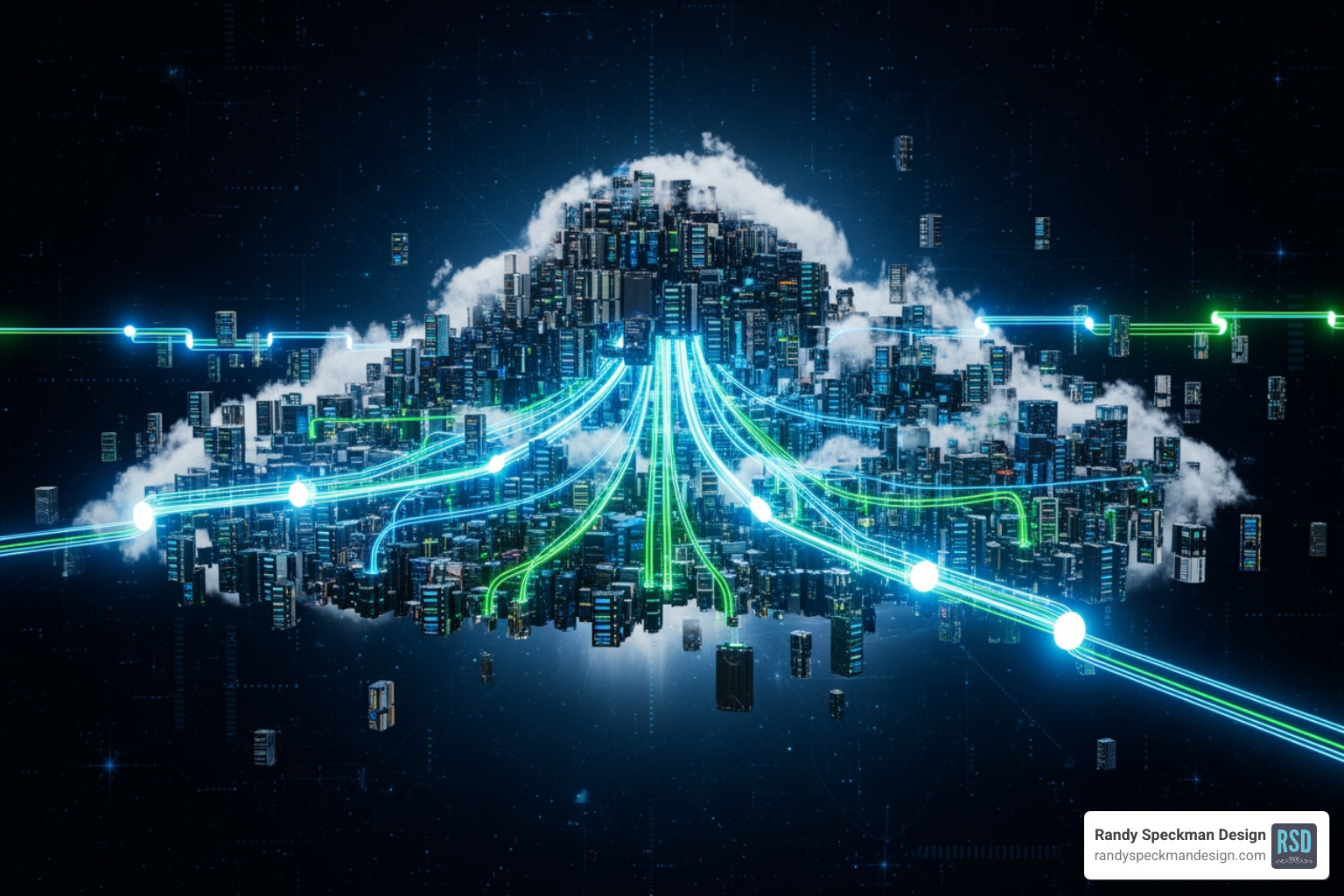 interconnected servers in a cloud shape - business web hosting plans