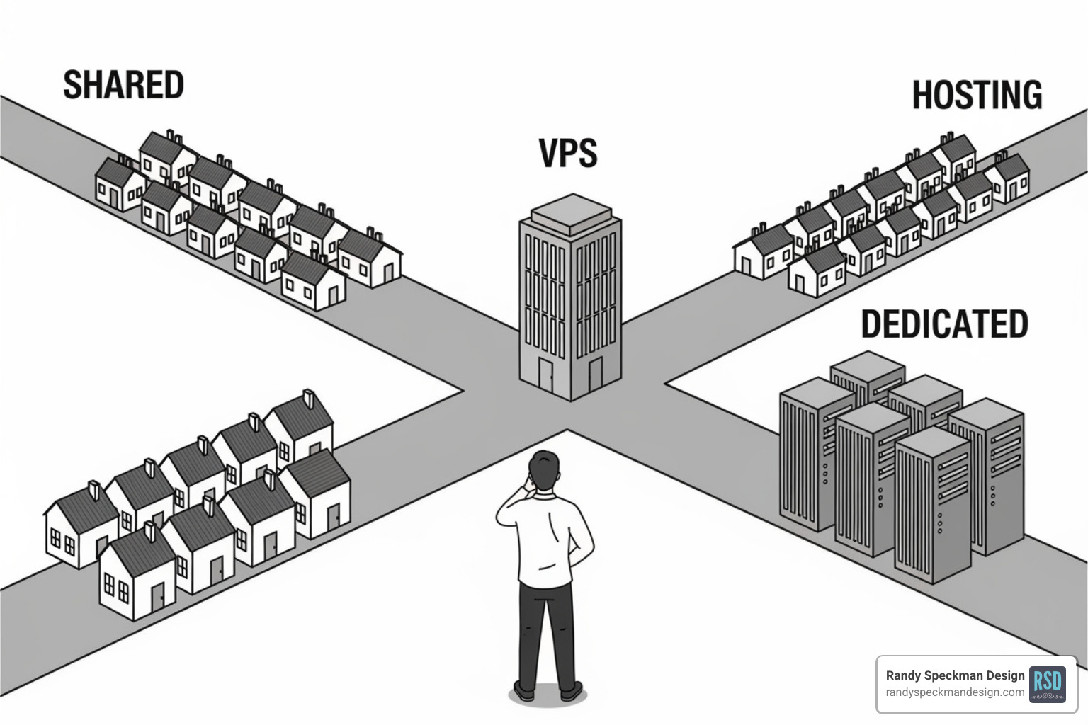 flowchart helping a user decide which hosting type is best - business web hosting plans