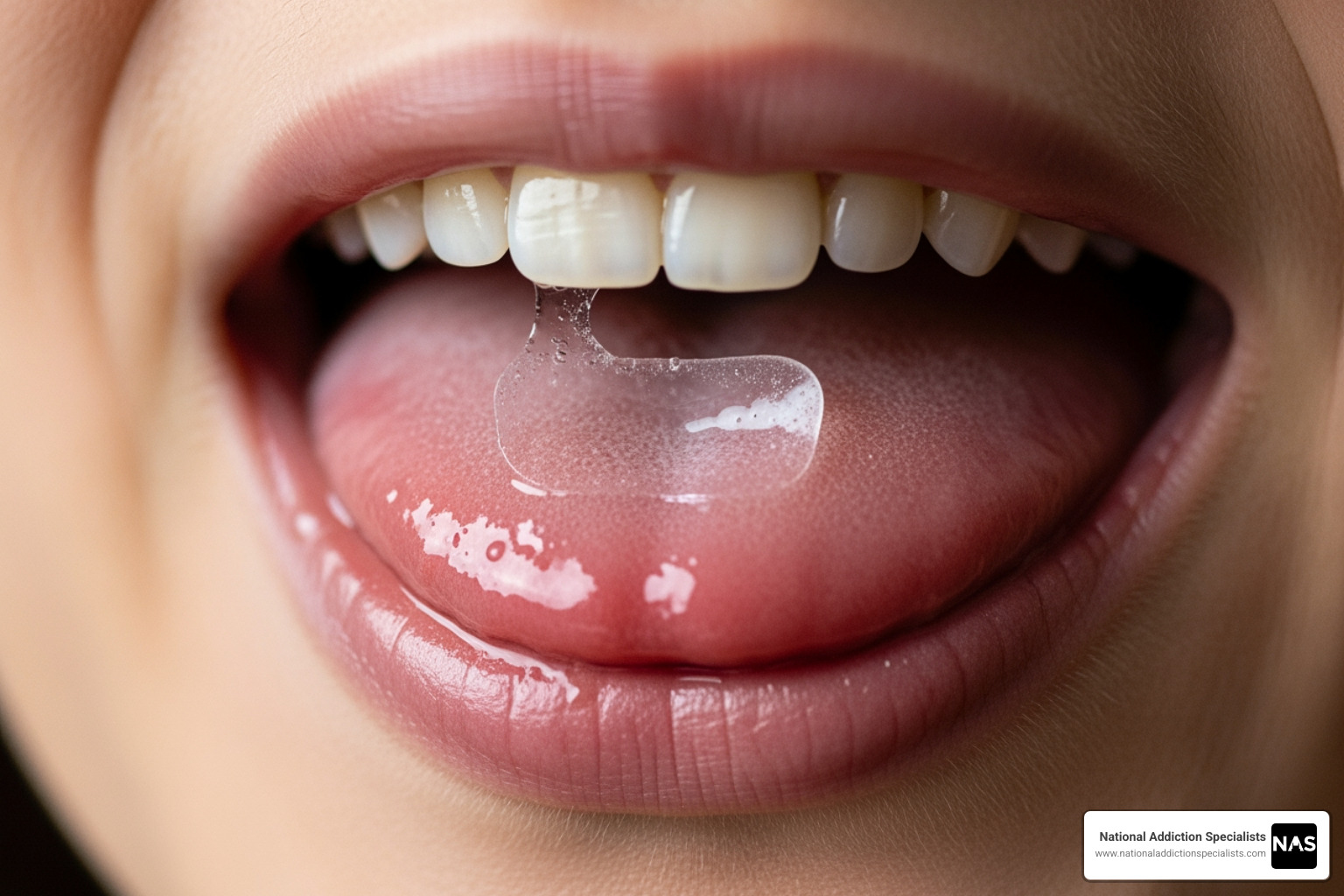 Correct placement of a sublingual film under the tongue - Suboxone dosage information