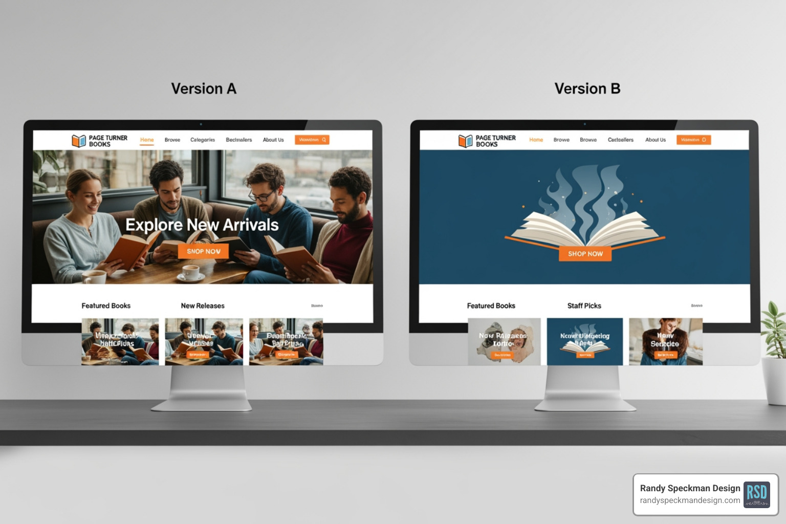 side-by-side comparison of two webpage versions for an A/B test - data-driven web design