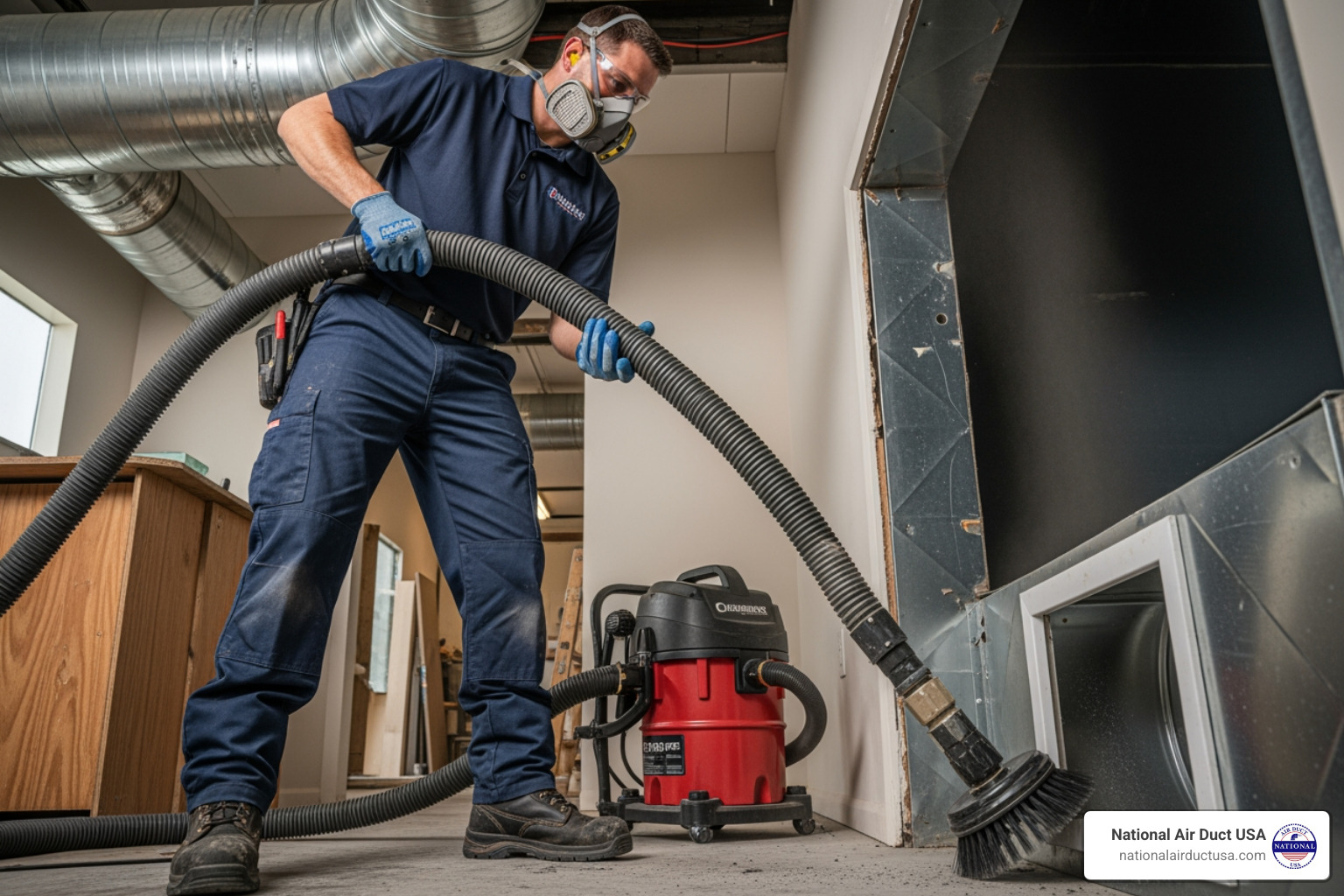 certified technician using professional equipment to clean an air duct - hvac deodorizer certified technician using professional equipment to clean an air duct - hvac deodorizer