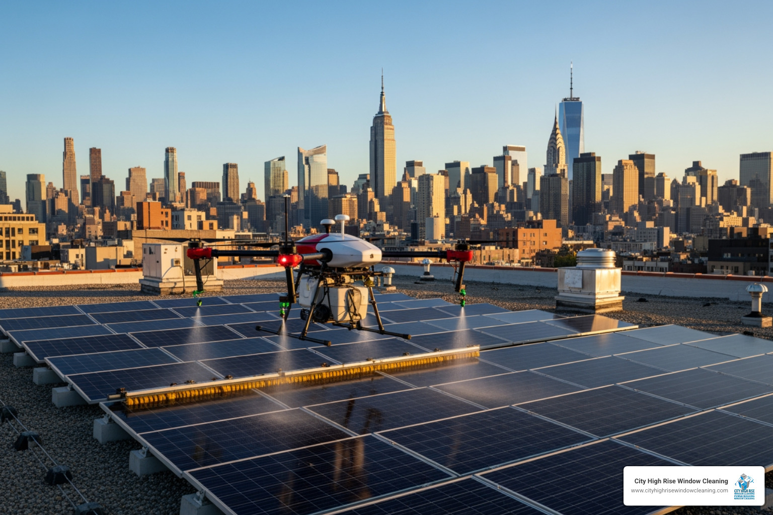 Drone cleaning solar panels on a Queens rooftop - drone window cleaning nyc Drone cleaning solar panels on a Queens rooftop - drone window cleaning nyc