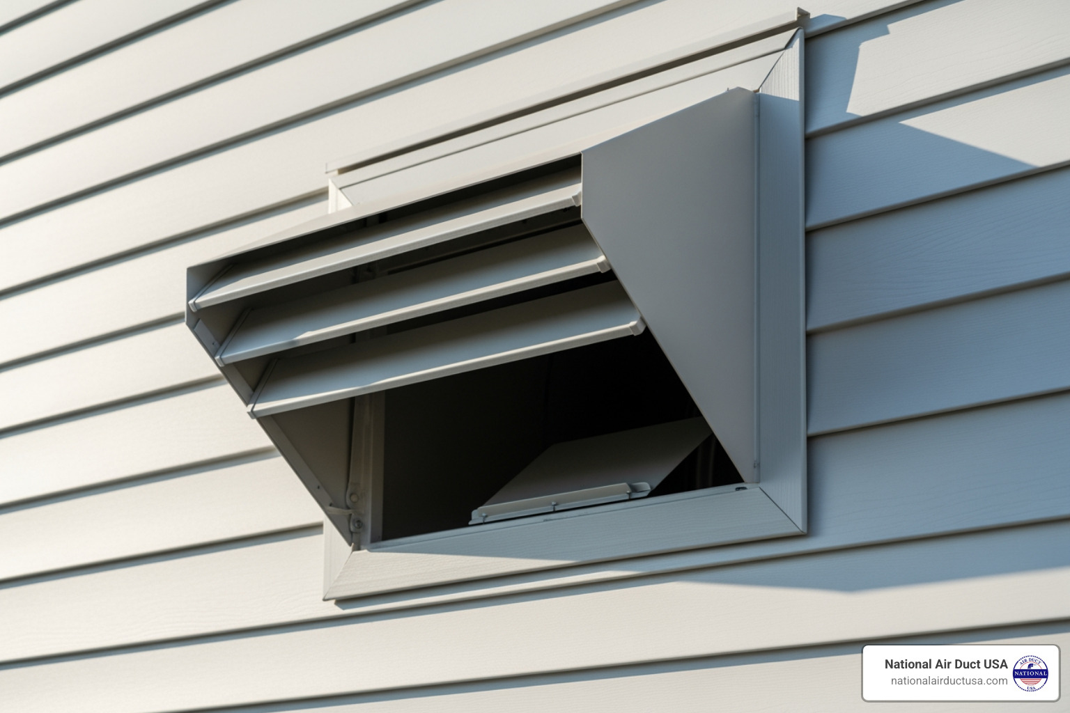 Louvered exterior dryer vent hood with a damper flap - dryer duct installation