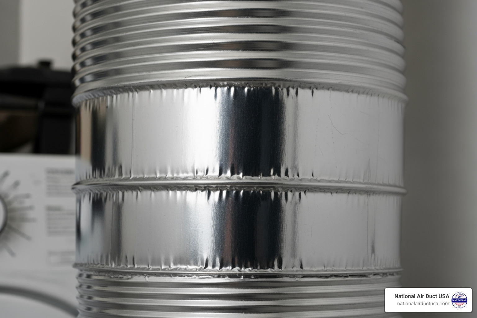 Properly sealed dryer duct joint using metal foil tape - dryer duct installation