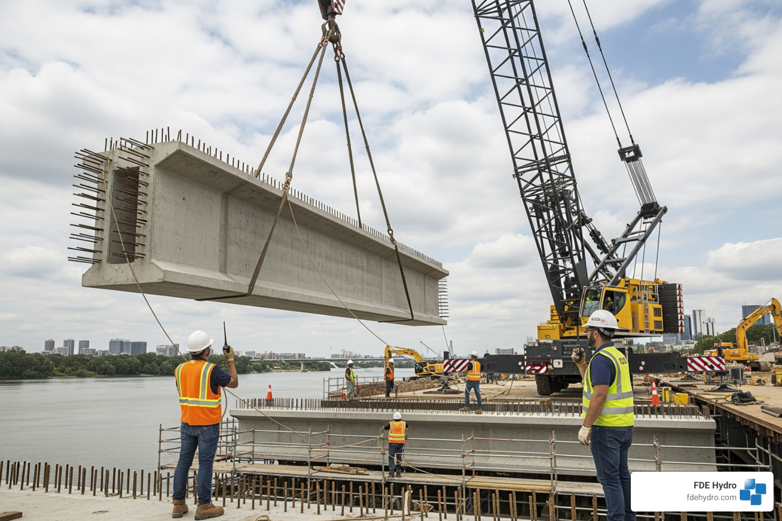 precast concrete bridge segments being installed - precast concrete technology