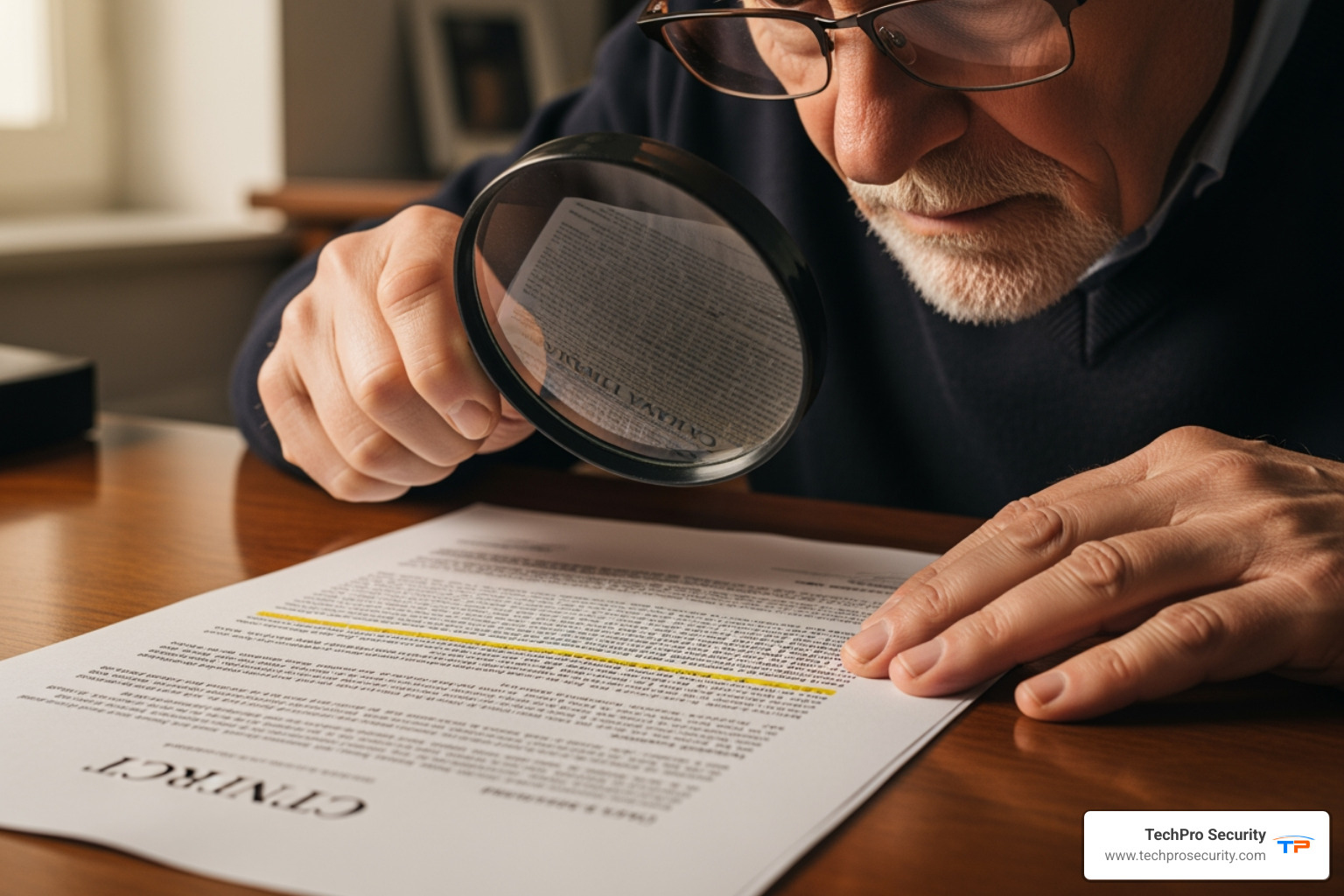 A person looking closely at a contract with a magnifying glass, emphasizing the need to read fine print. - unlimited cloud storage