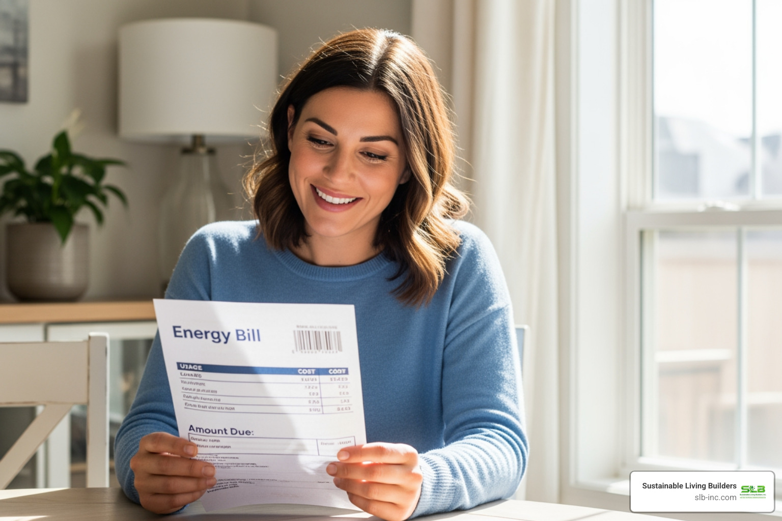 homeowner reviewing their lower energy bill - home energy incentives homeowner reviewing their lower energy bill - home energy incentives