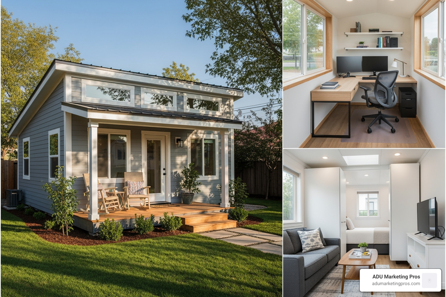 collage showcasing diverse applications of prefab granny flats: one as a cozy backyard guest house, another as a modern home office, and a third as a compact rental unit. - china granny flat prefab home collage showcasing diverse applications of prefab granny flats: one as a cozy backyard guest house, another as a modern home office, and a third as a compact rental unit. - china granny flat prefab home