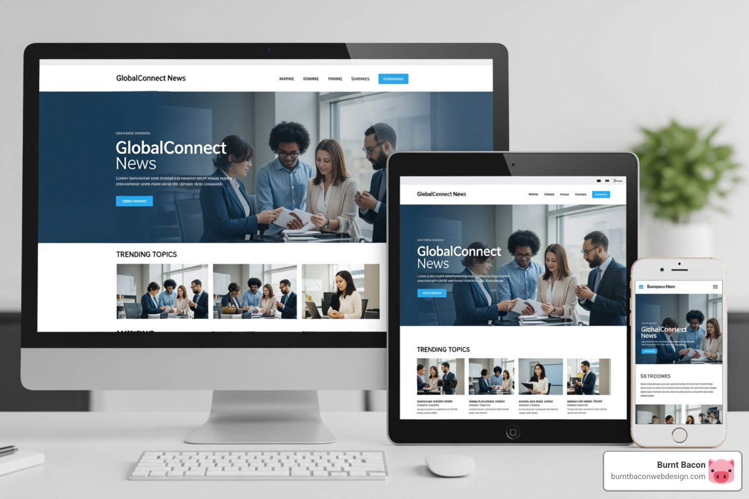 website displayed perfectly on a desktop, tablet, and smartphone screen - web design near me