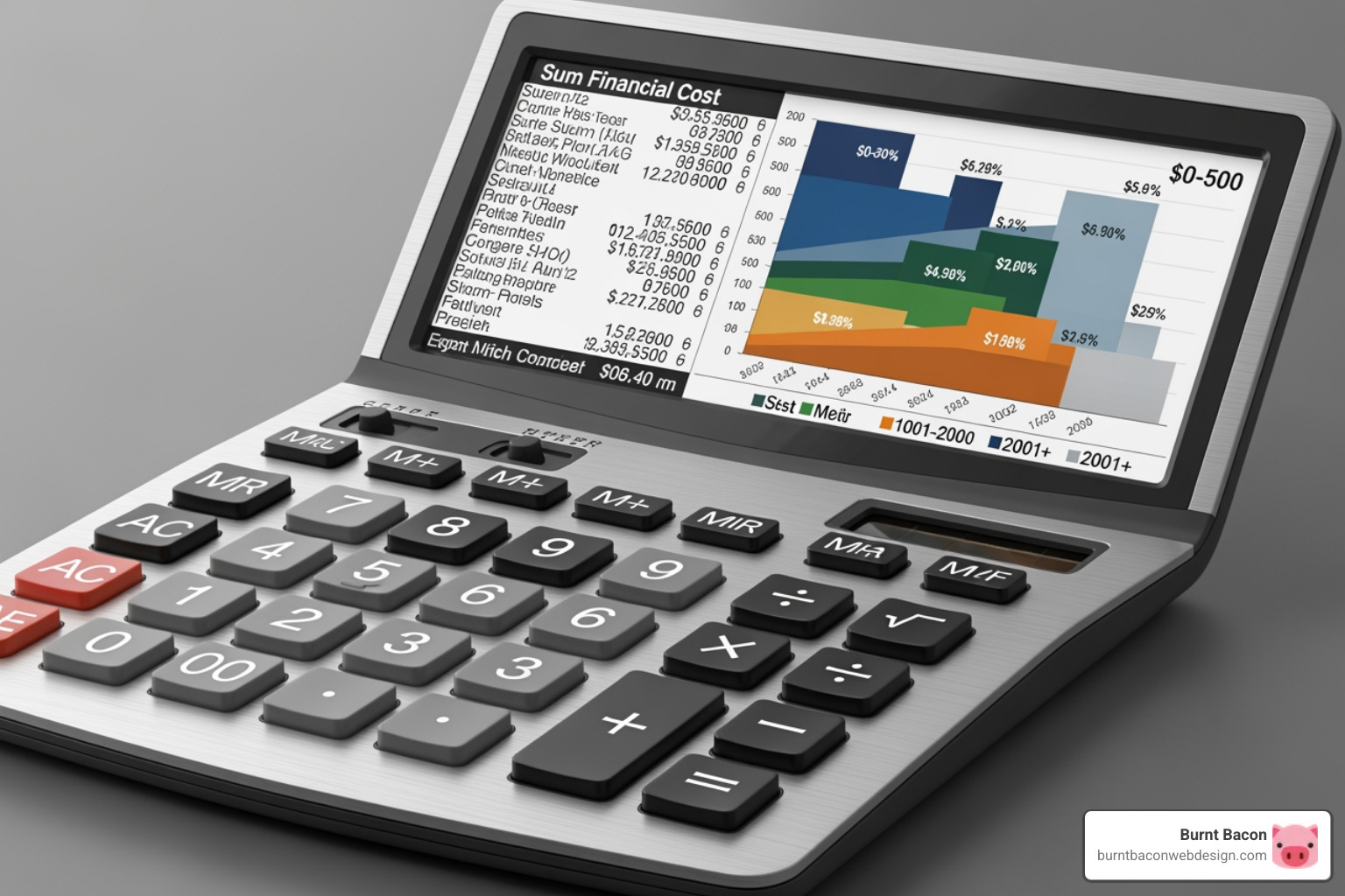 calculator with charts showing cost ranges - web design near me