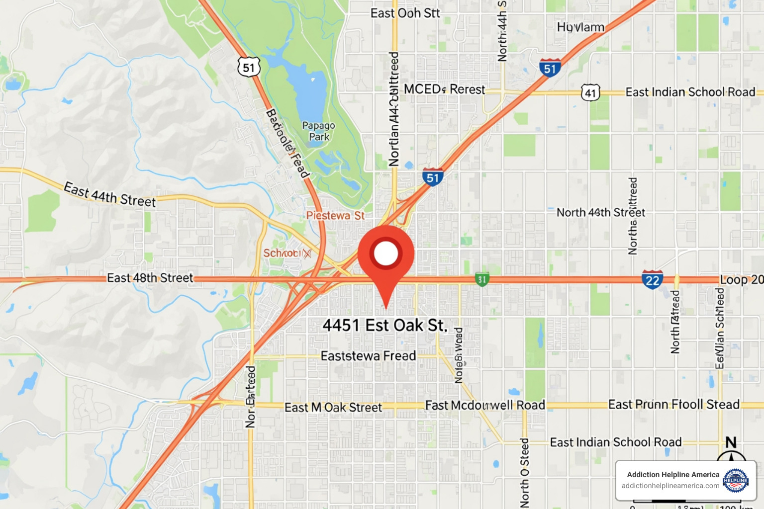 Map showing the location of Lifewell Behavioral Wellness at 4451 E Oak St, Phoenix, AZ 85008 - Lifewell – Oak 4451 East Oak Street Phoenix, AZ 85008 Map showing the location of Lifewell Behavioral Wellness at 4451 E Oak St, Phoenix, AZ 85008 - Lifewell – Oak 4451 East Oak Street Phoenix, AZ 85008