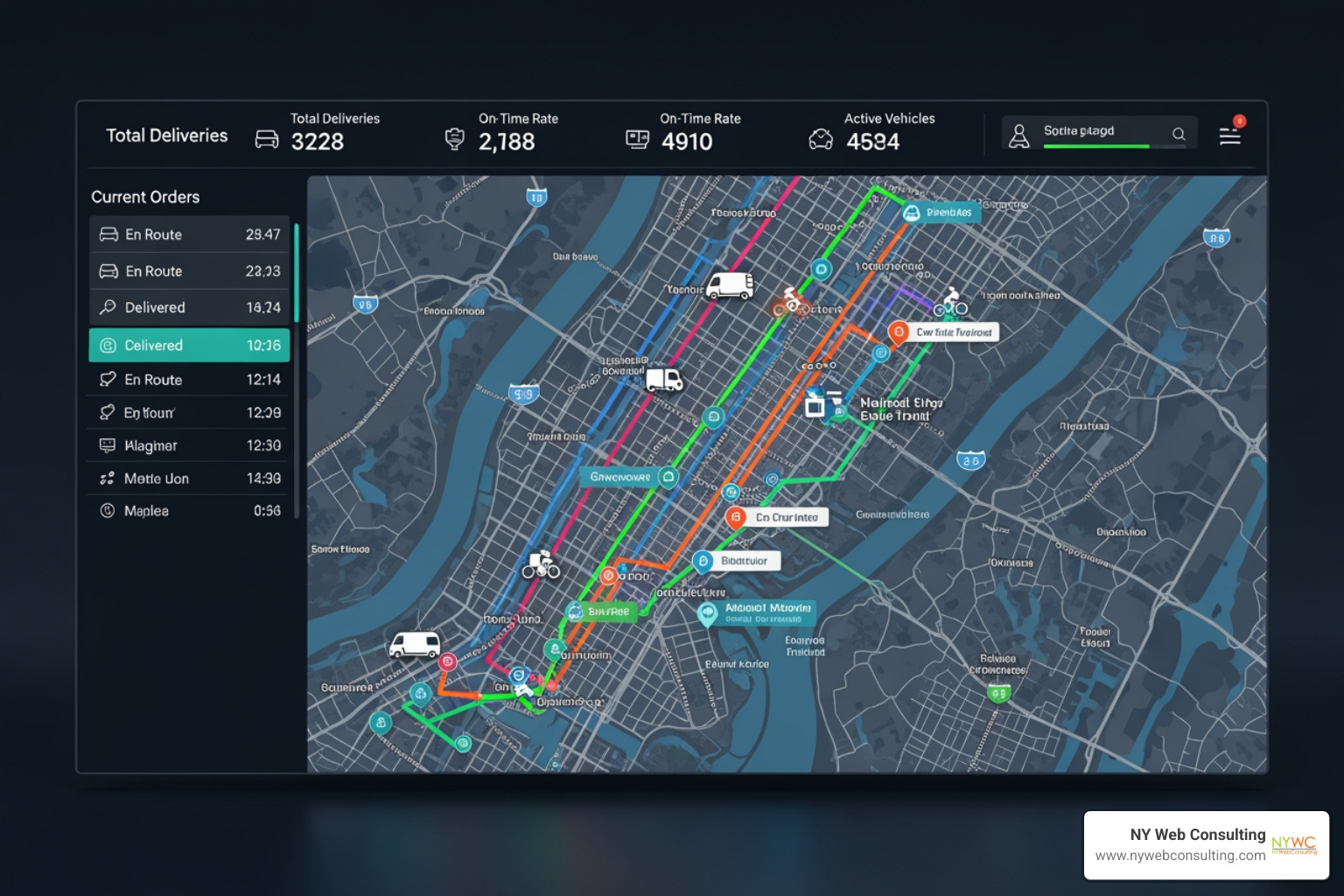 a dashboard showing real-time order tracking on a map - commerce solutions same day a dashboard showing real-time order tracking on a map - commerce solutions same day