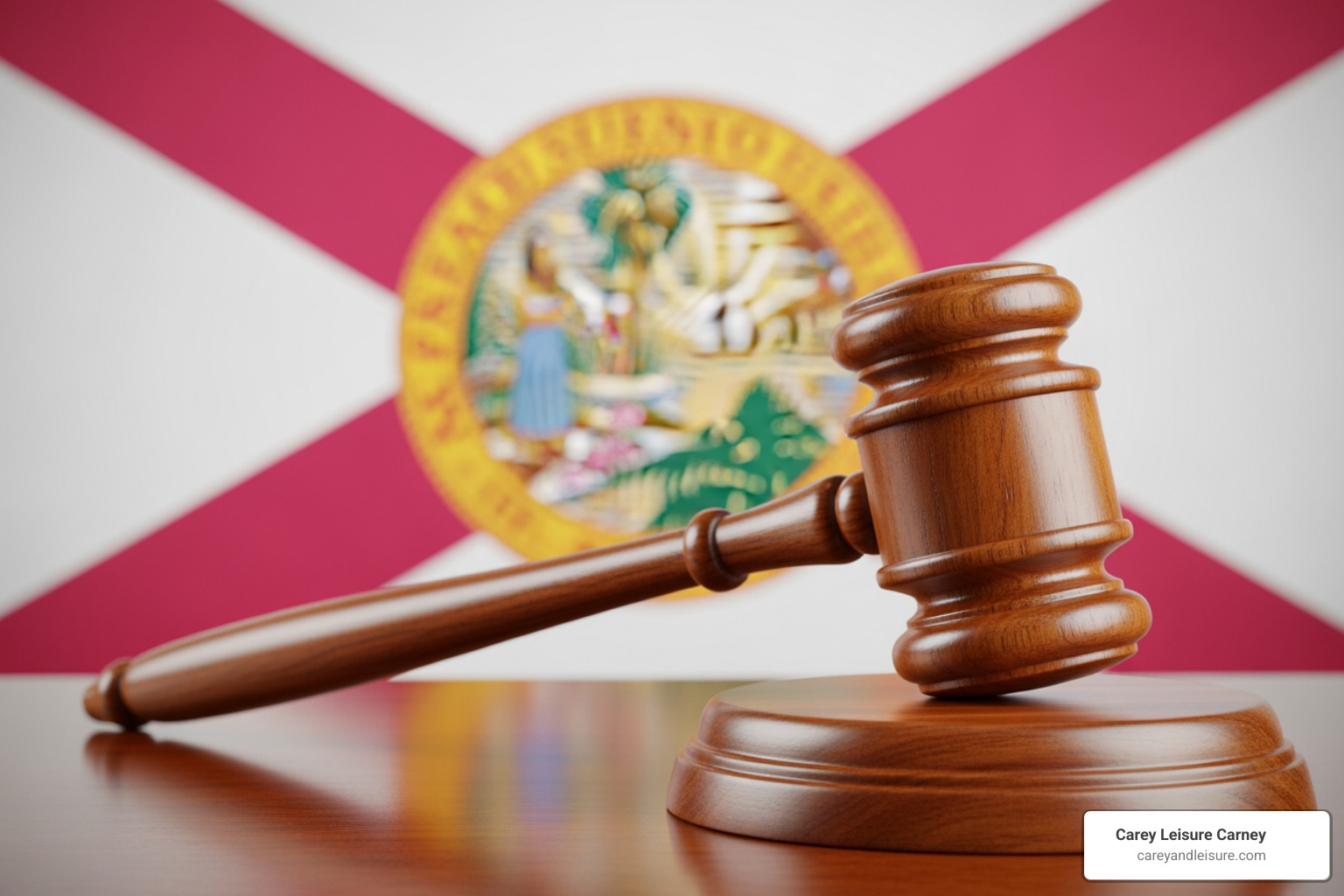 gavel and a Florida state flag - car accident attorneys in clearwater fl gavel and a Florida state flag - car accident attorneys in clearwater fl