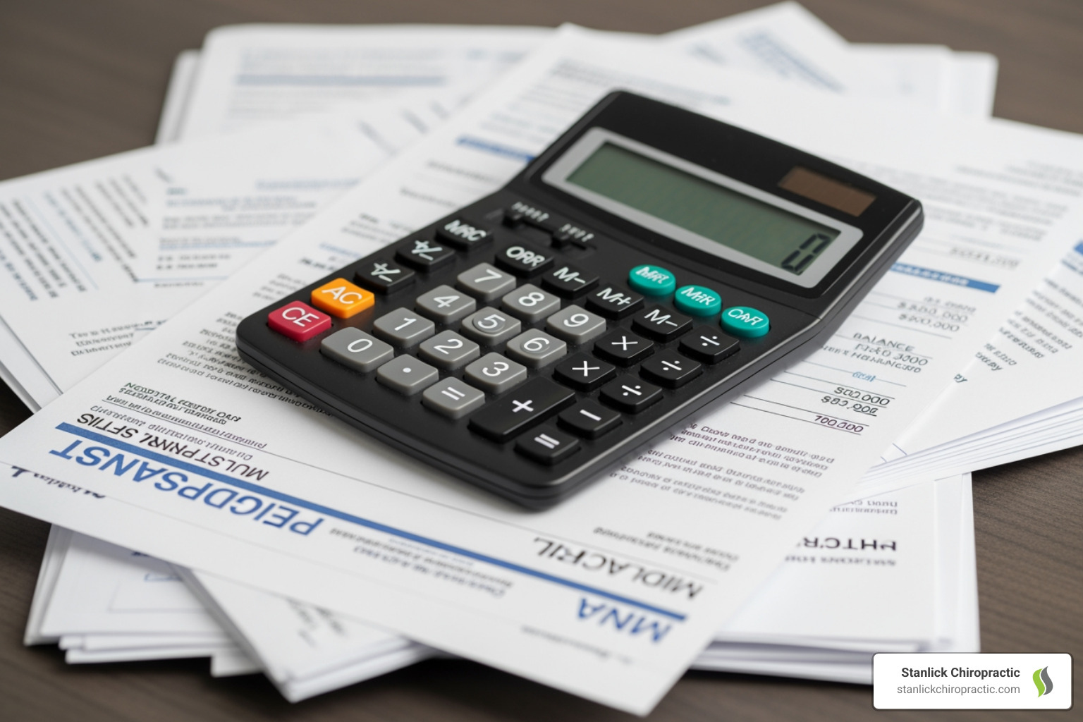 calculator and medical bill - spinal decompression cost