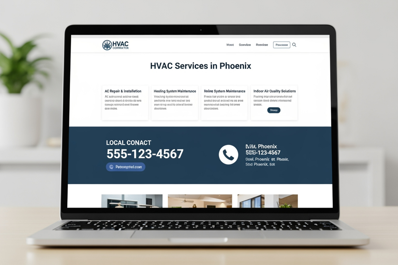 Website's location-specific service page on a laptop screen - local seo marketing for hvac contractors Website's location-specific service page on a laptop screen - local seo marketing for hvac contractors