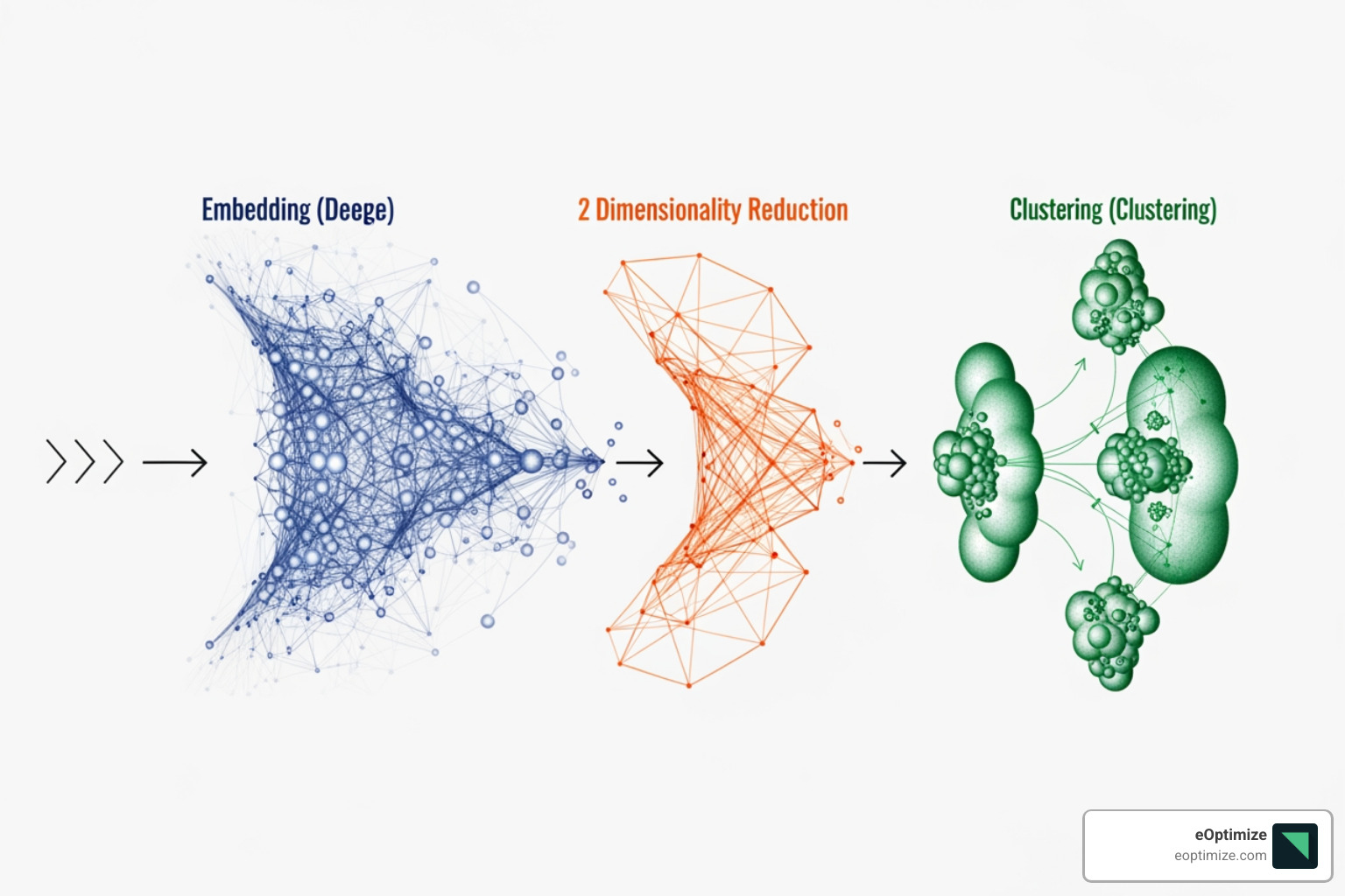 BERTopic modular pipeline showing embedding, dimensionality reduction, and clustering steps - Topic modeling LLM