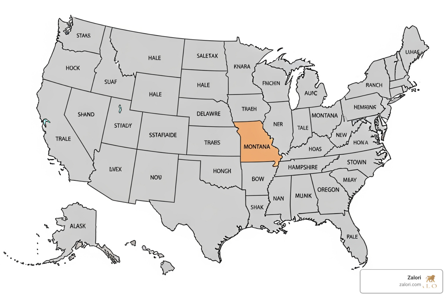map of USA highlighting no-sales-tax states - avoid sales tax on engagement ring map of USA highlighting no-sales-tax states - avoid sales tax on engagement ring