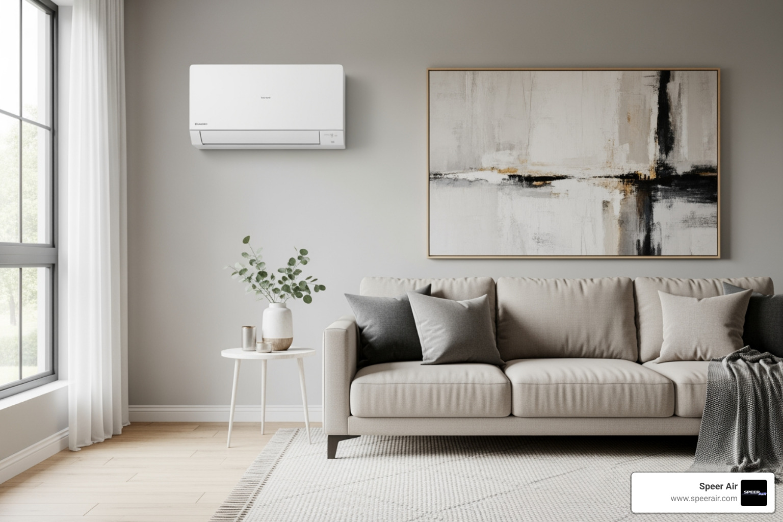 a ductless mini-split unit mounted on a wall inside a living room - heat pump installation denville nj a ductless mini-split unit mounted on a wall inside a living room - heat pump installation denville nj