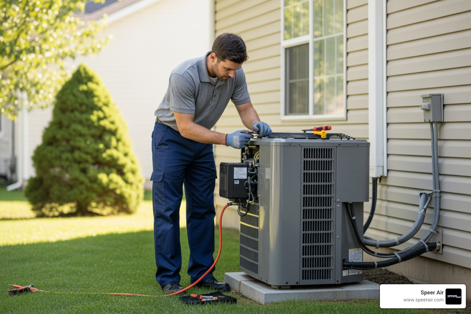 a technician performing annual maintenance on a heat pump - heat pump installation denville nj a technician performing annual maintenance on a heat pump - heat pump installation denville nj