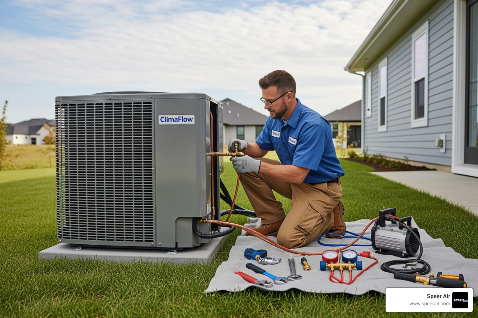 a certified technician professionally installing an outdoor heat pump unit - heat pump installation denville nj a certified technician professionally installing an outdoor heat pump unit - heat pump installation denville nj