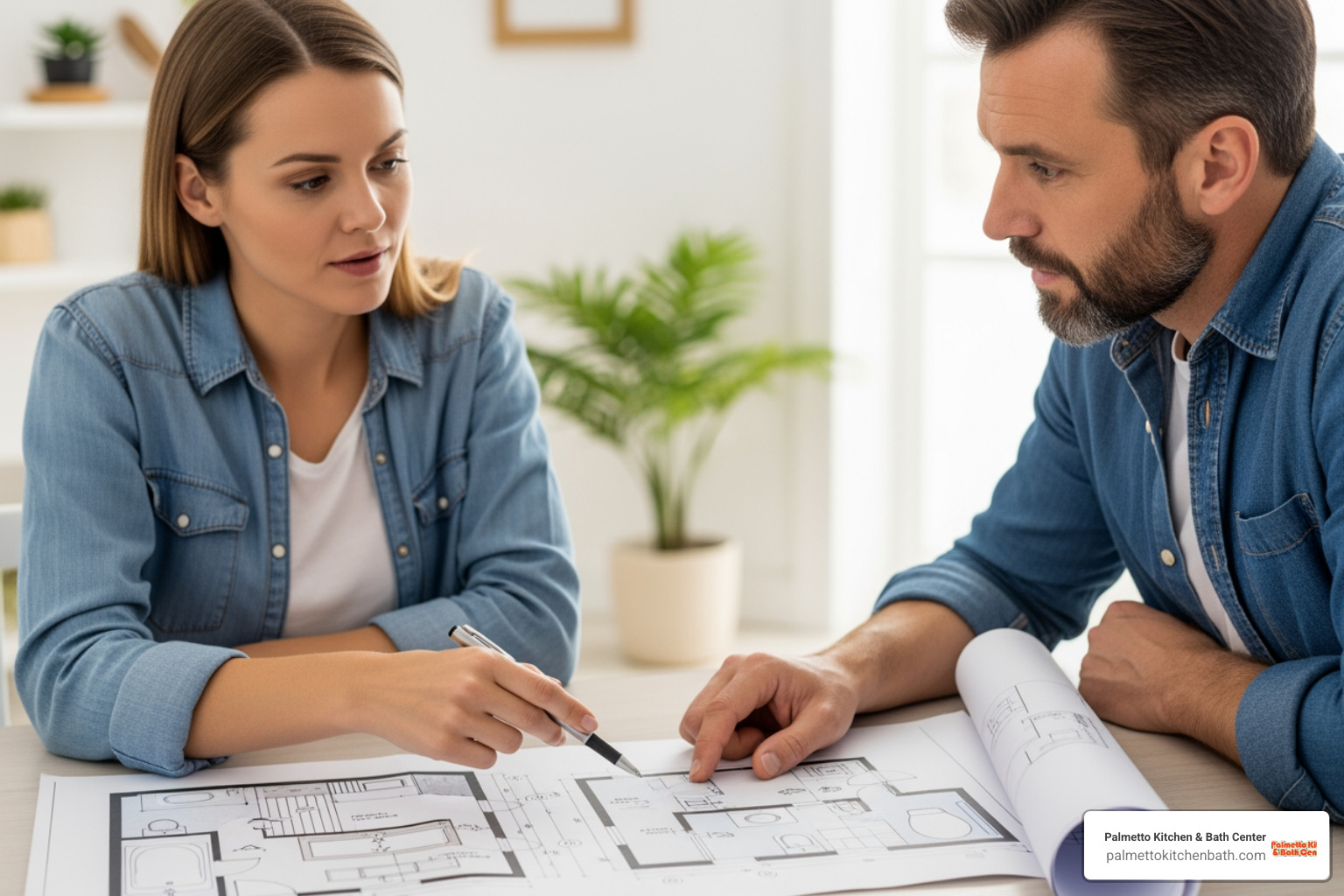 homeowner consulting with a contractor over bathroom blueprints - accessible bathroom design homeowner consulting with a contractor over bathroom blueprints - accessible bathroom design