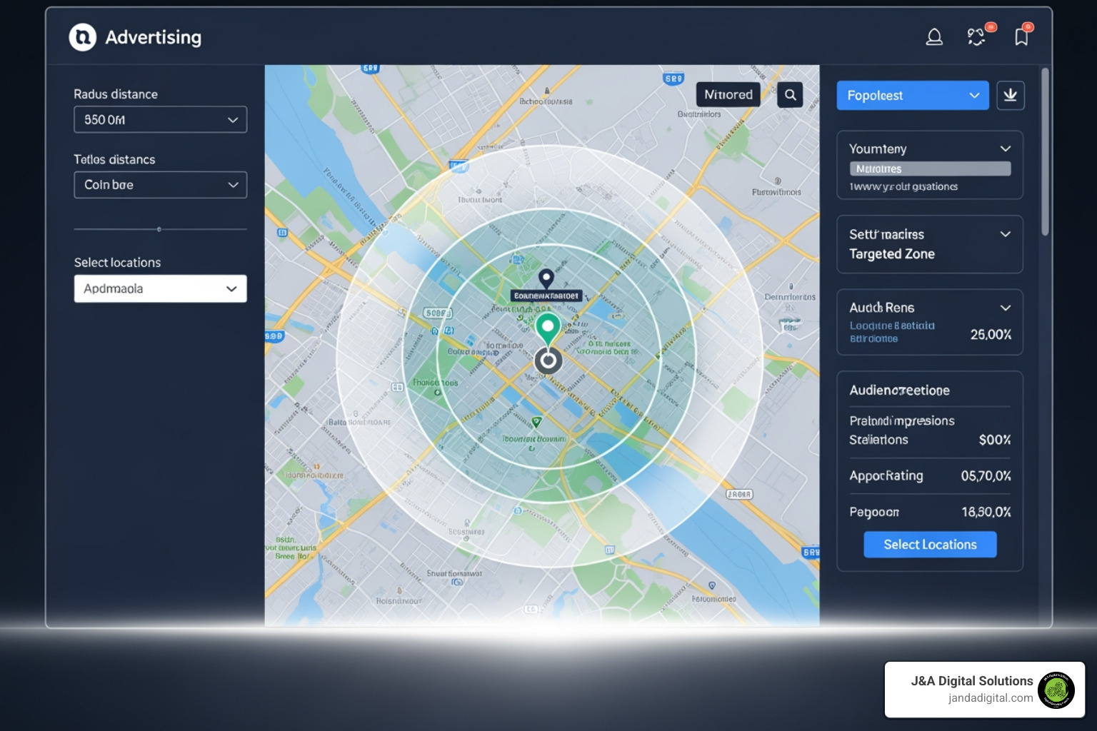 Google Ads interface showing radius targeting - how to generate ppc leads for local business