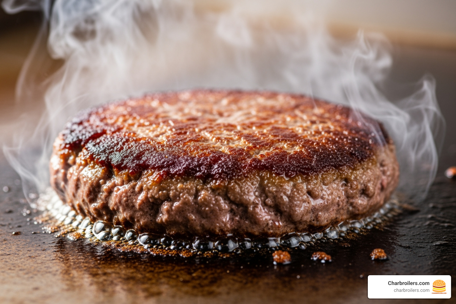 showing the Maillard reaction on a burger patty - best commercial griddle for burgers