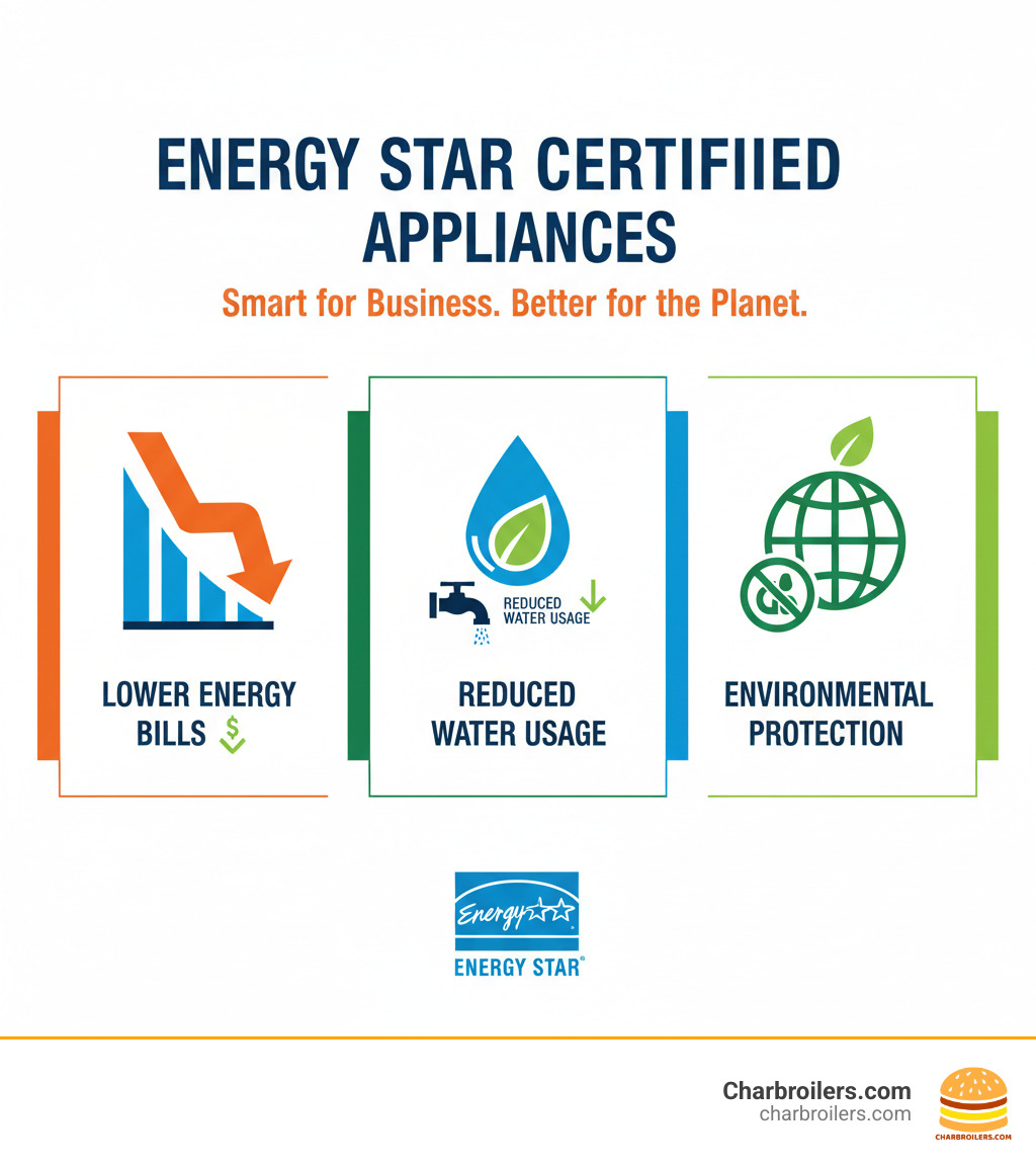 infographic describing the benefits of ENERGY STAR certified appliances, including lower energy bills, reduced water usage, and environmental protection - commercial ice cube making machine infographic 