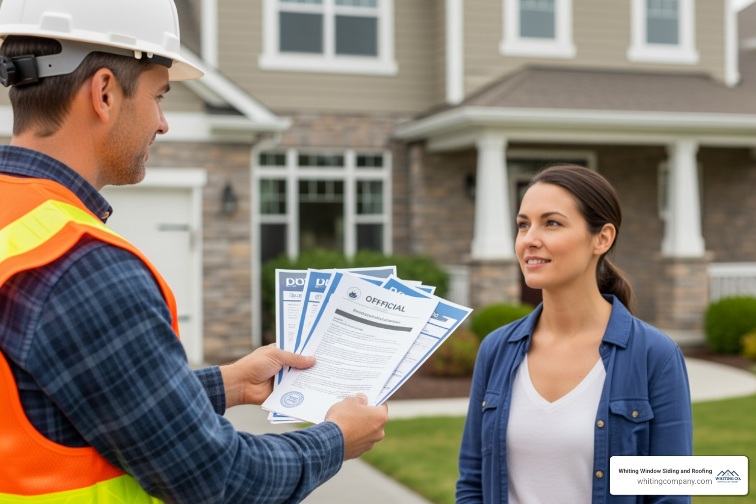 contractor presenting license and insurance documentation - roofing and siding contractors