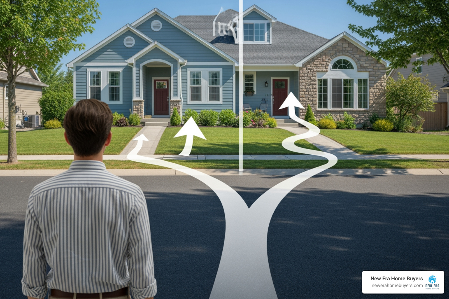 Flowchart comparing traditional agent selling process to cash buyer selling process - Compare Cash Home Buyers in Denver