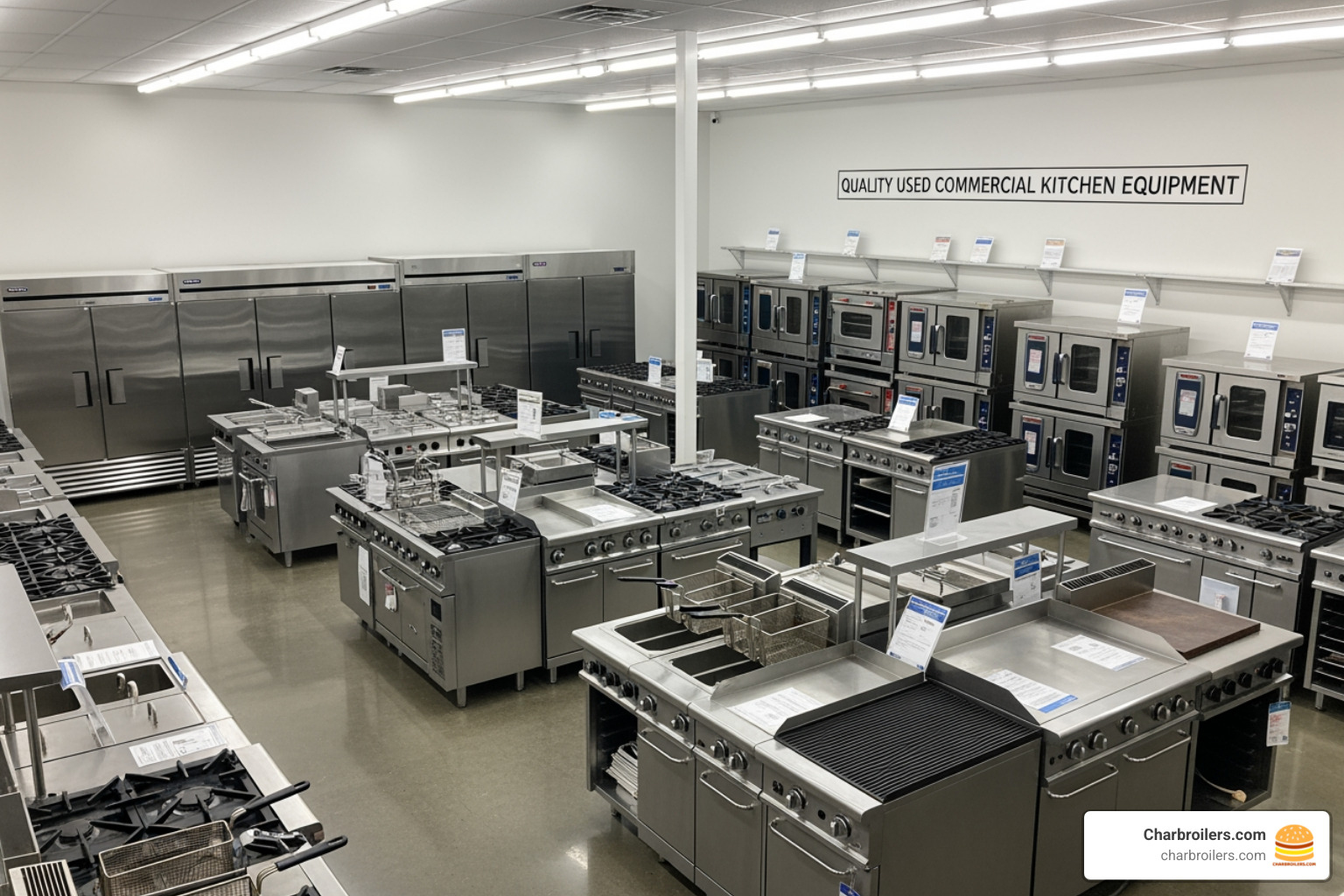 Image of a well-organized used equipment showroom - used commercial fridge Image of a well-organized used equipment showroom - used commercial fridge