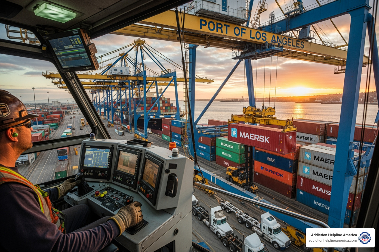 Longshore worker operating heavy machinery - Helping ILWU Local 56 Union Workers Overcome Addiction Longshore worker operating heavy machinery - Helping ILWU Local 56 Union Workers Overcome Addiction