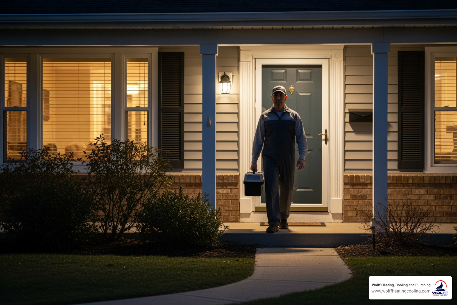 a professional HVAC technician arriving at a home at night - I need emergency boiler repair in Albuquerque, NM. Who is available now?" a professional HVAC technician arriving at a home at night - I need emergency boiler repair in Albuquerque, NM. Who is available now?"