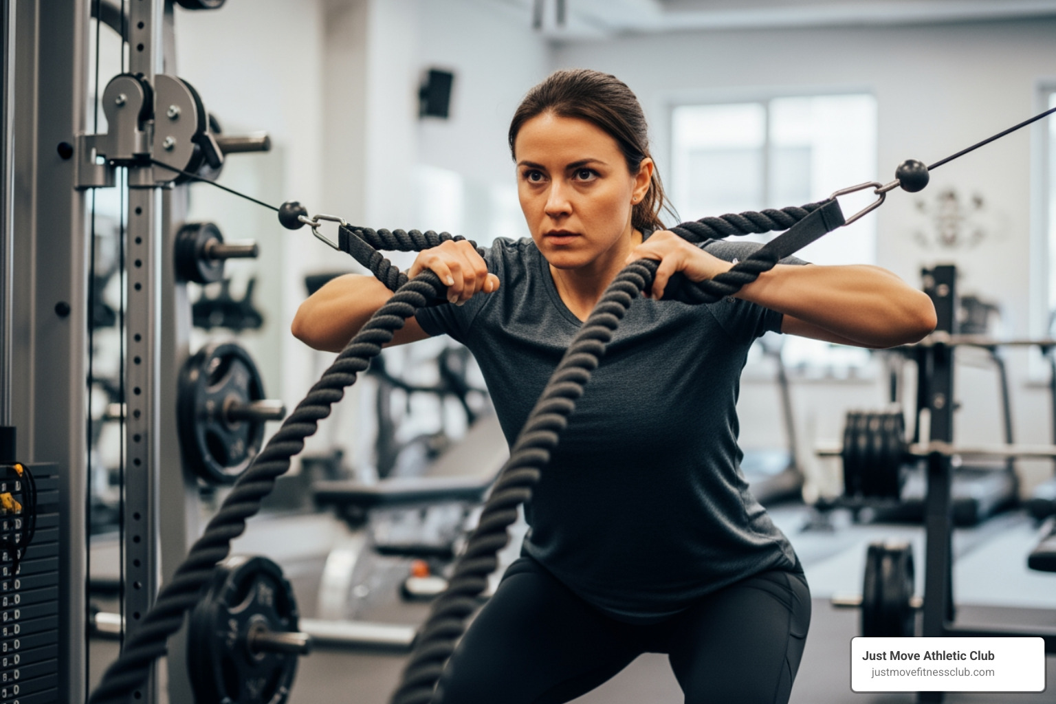 Face Pull with rope attachment, showing a person pulling a rope towards their face at a high cable pulley - huge traps workout