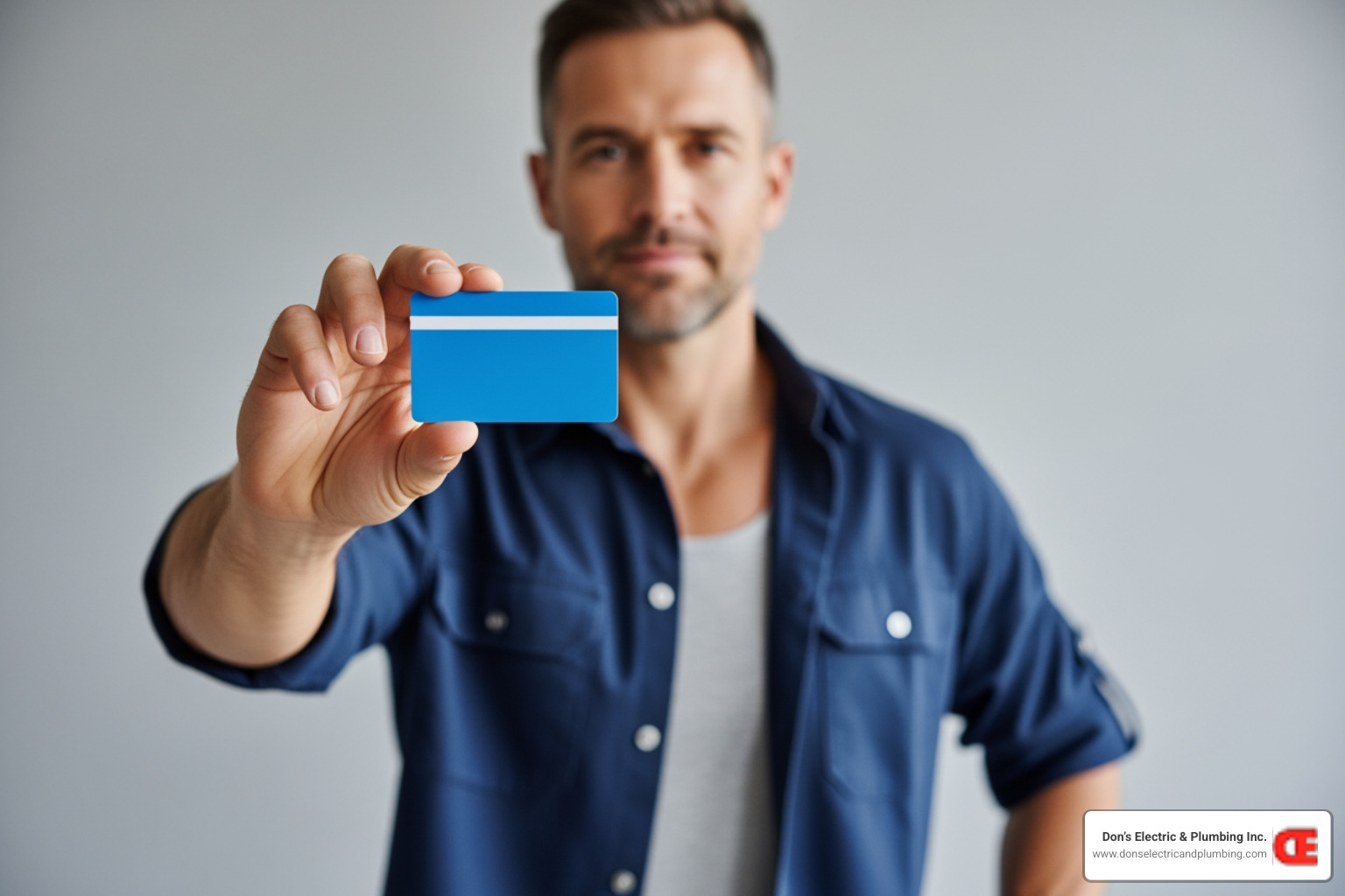 Image of an electrician showing their official license - licensed safety electrician palatine Image of an electrician showing their official license - licensed safety electrician palatine