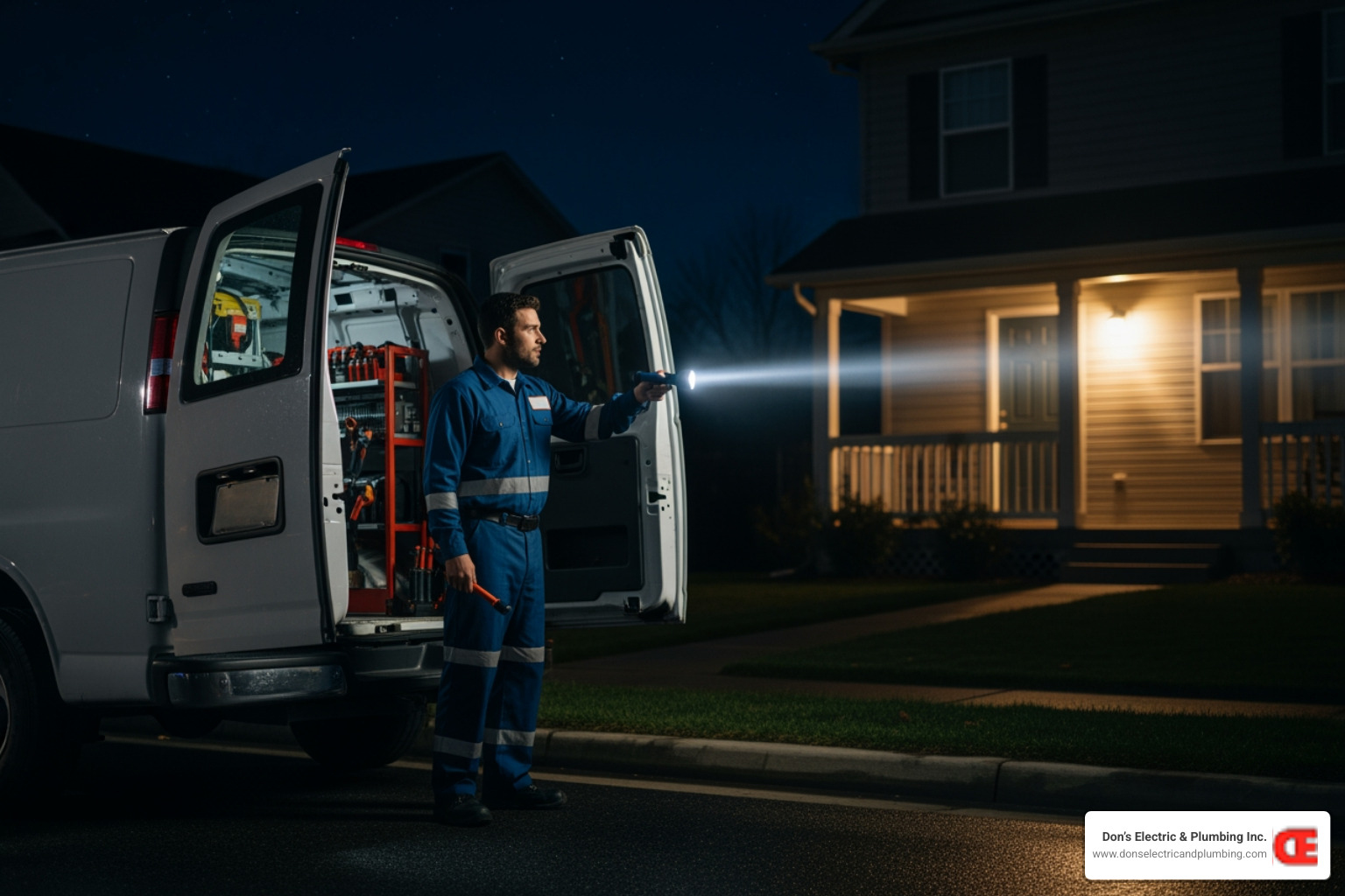 Image of a service van or electrician responding to an emergency call - licensed safety electrician palatine Image of a service van or electrician responding to an emergency call - licensed safety electrician palatine