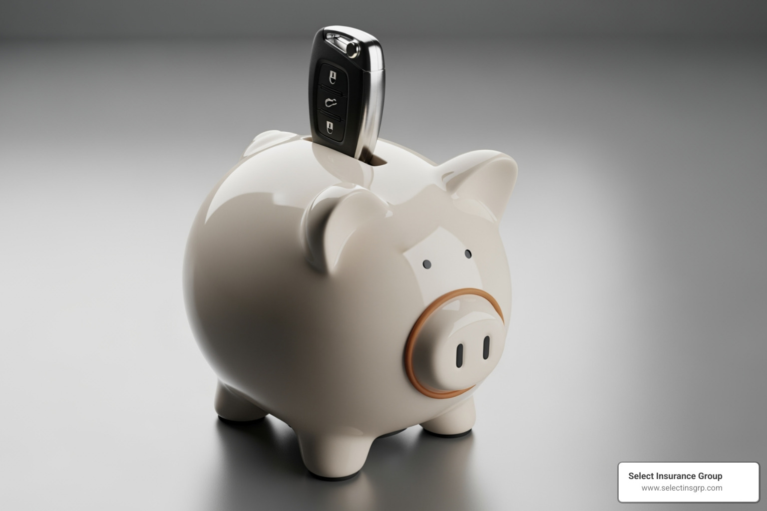 Piggy bank with a car key - auto insurance orlando