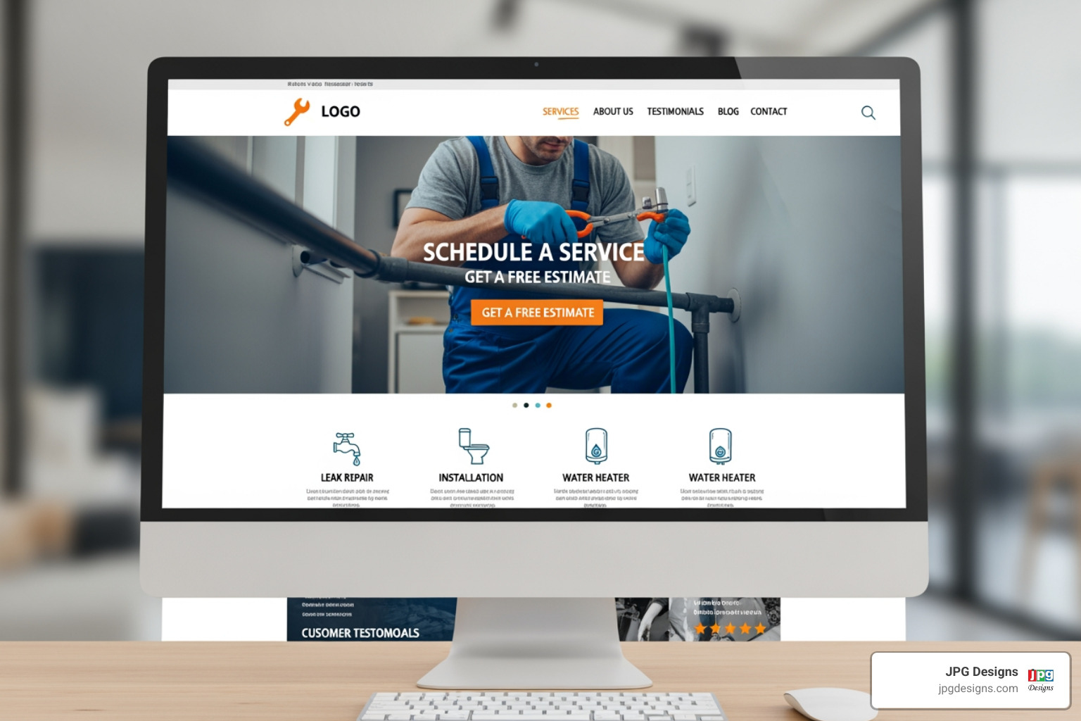 plumbing website design collage - plumbing website designs