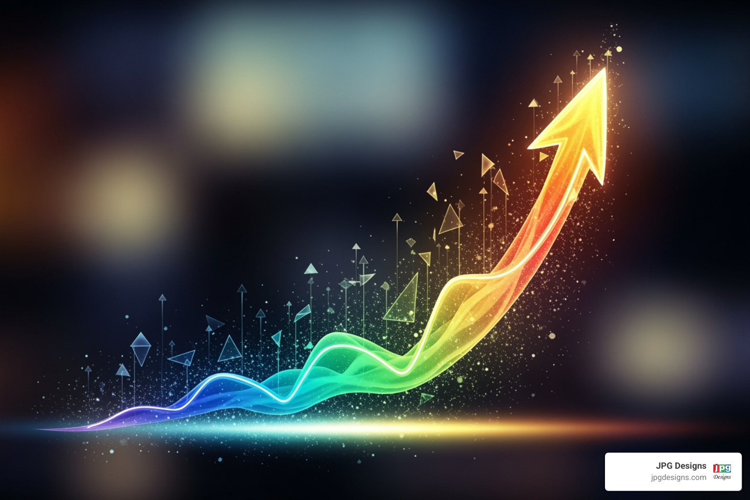 Graph showing upward trends in traffic and conversions - web design and development services