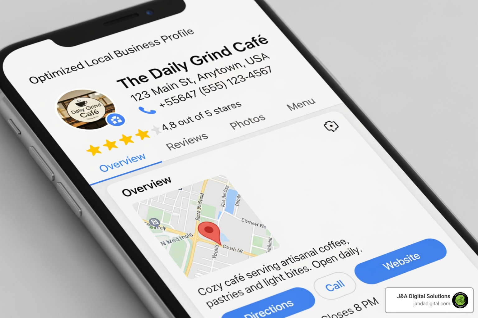 optimized Google Business Profile on a smartphone screen - how to generate leads for local business