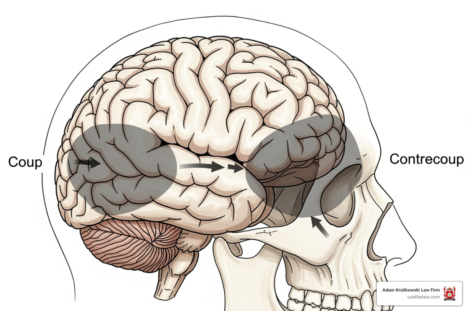 illustrating a coup-contrecoup brain injury - Motorcycle accident brain injury illustrating a coup-contrecoup brain injury - Motorcycle accident brain injury