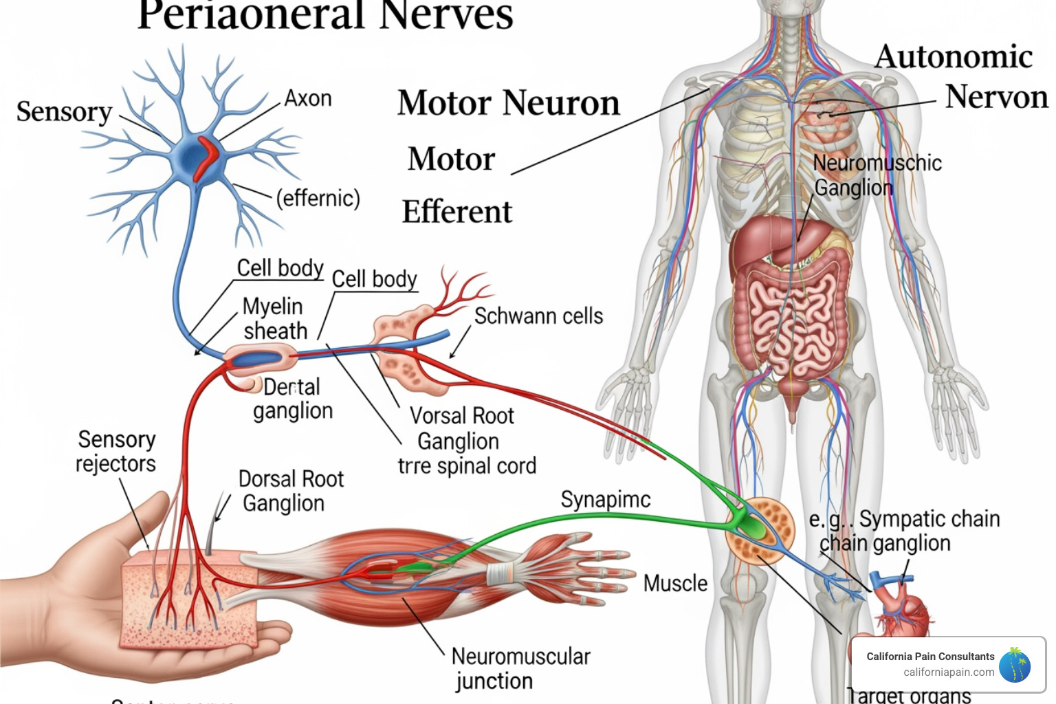 three types of peripheral nerves - neuropathy