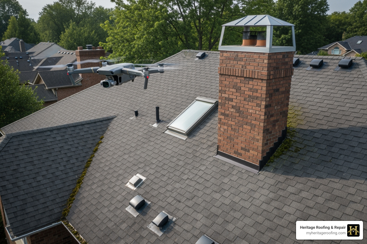 A drone capturing detailed images of a roof during an inspection, showcasing modern technology in roofing assessments. - roof inspection service A drone capturing detailed images of a roof during an inspection, showcasing modern technology in roofing assessments. - roof inspection service