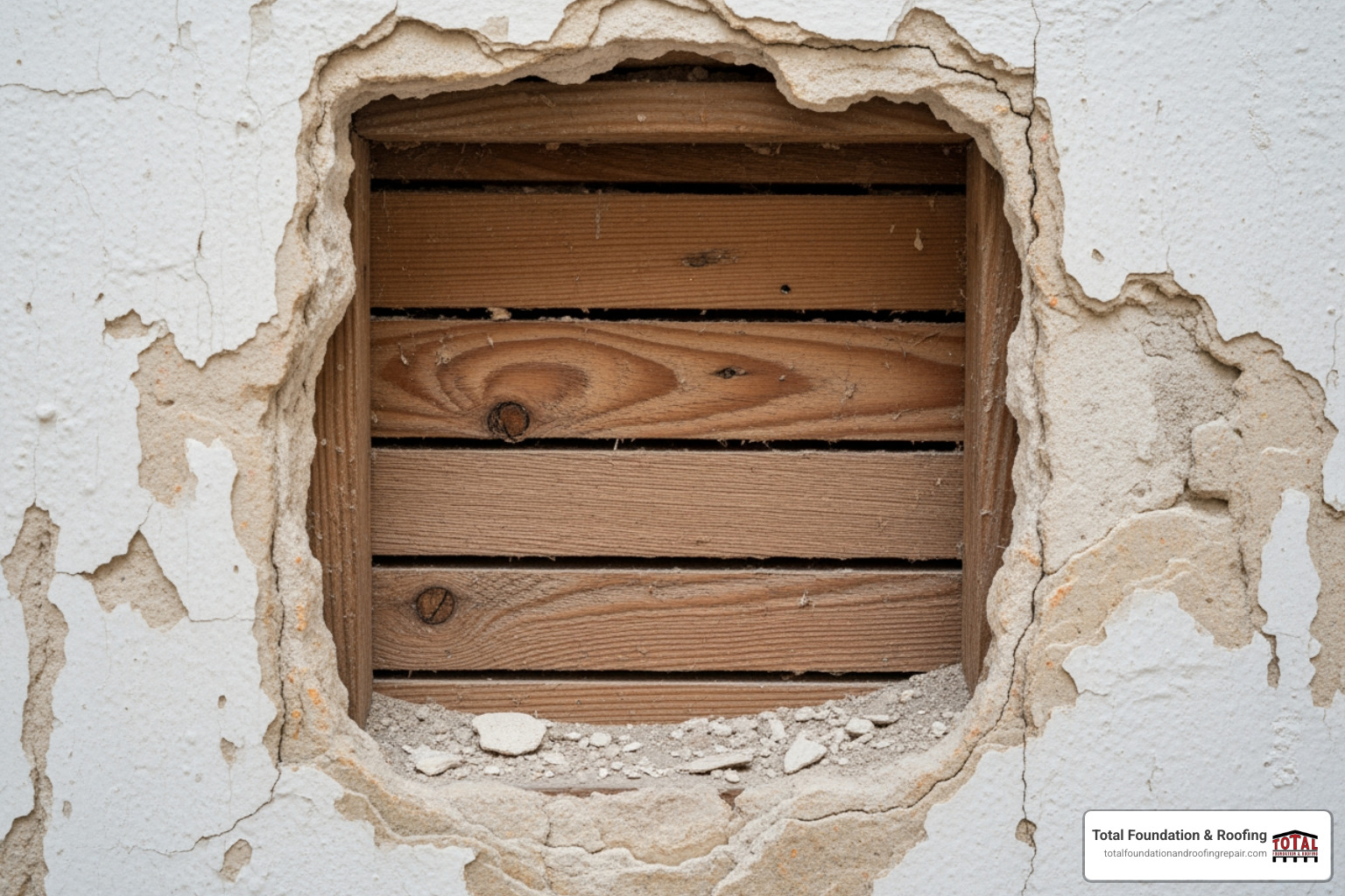 Neatly squared-off hole in plaster wall with exposed lath - patching plaster with drywall