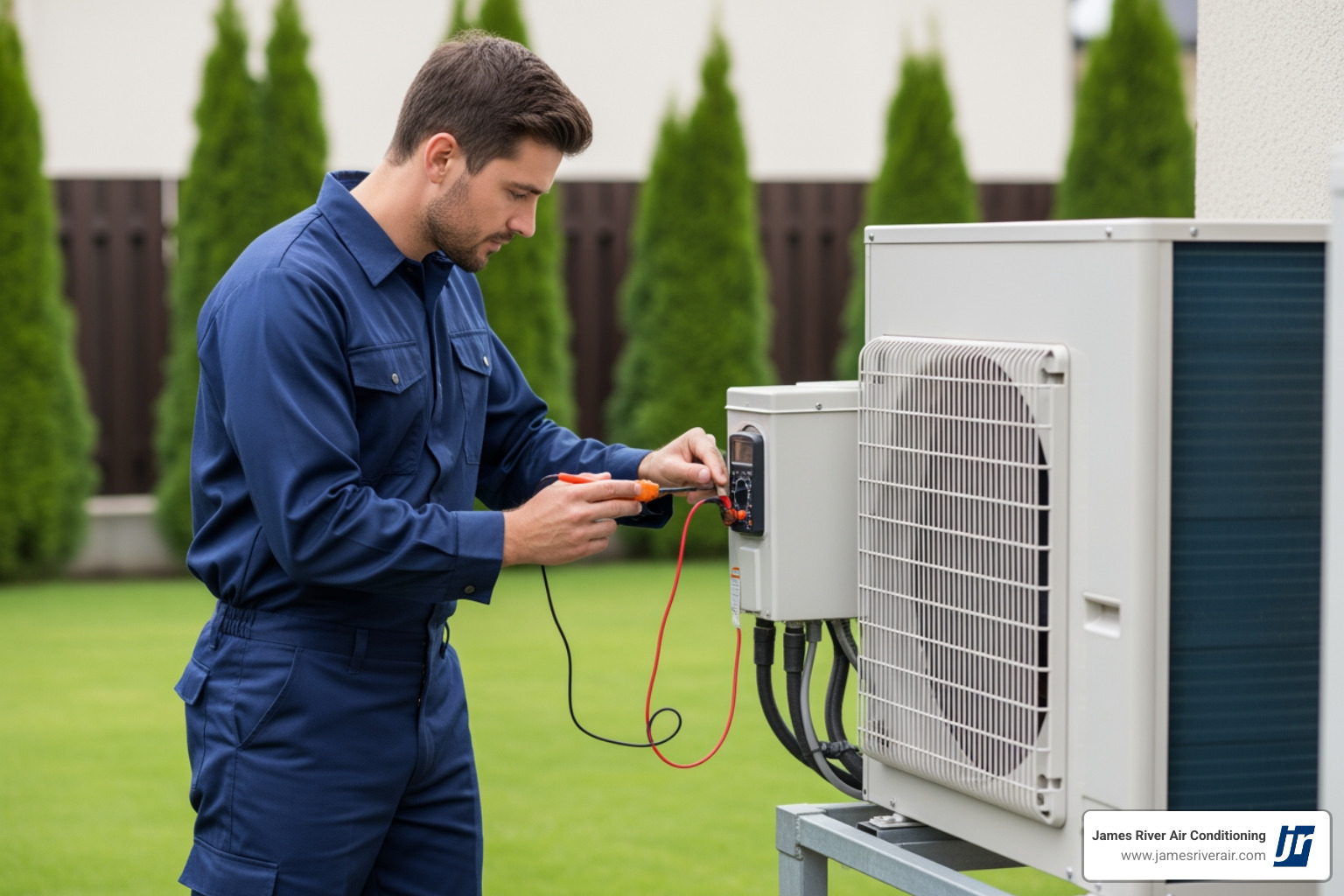 a technician inspecting a heat pump unit - 24/7 heating repair in moseley, va a technician inspecting a heat pump unit - 24/7 heating repair in moseley, va