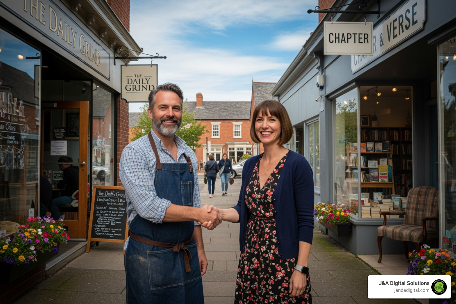 two local business owners shaking hands - get more local customers