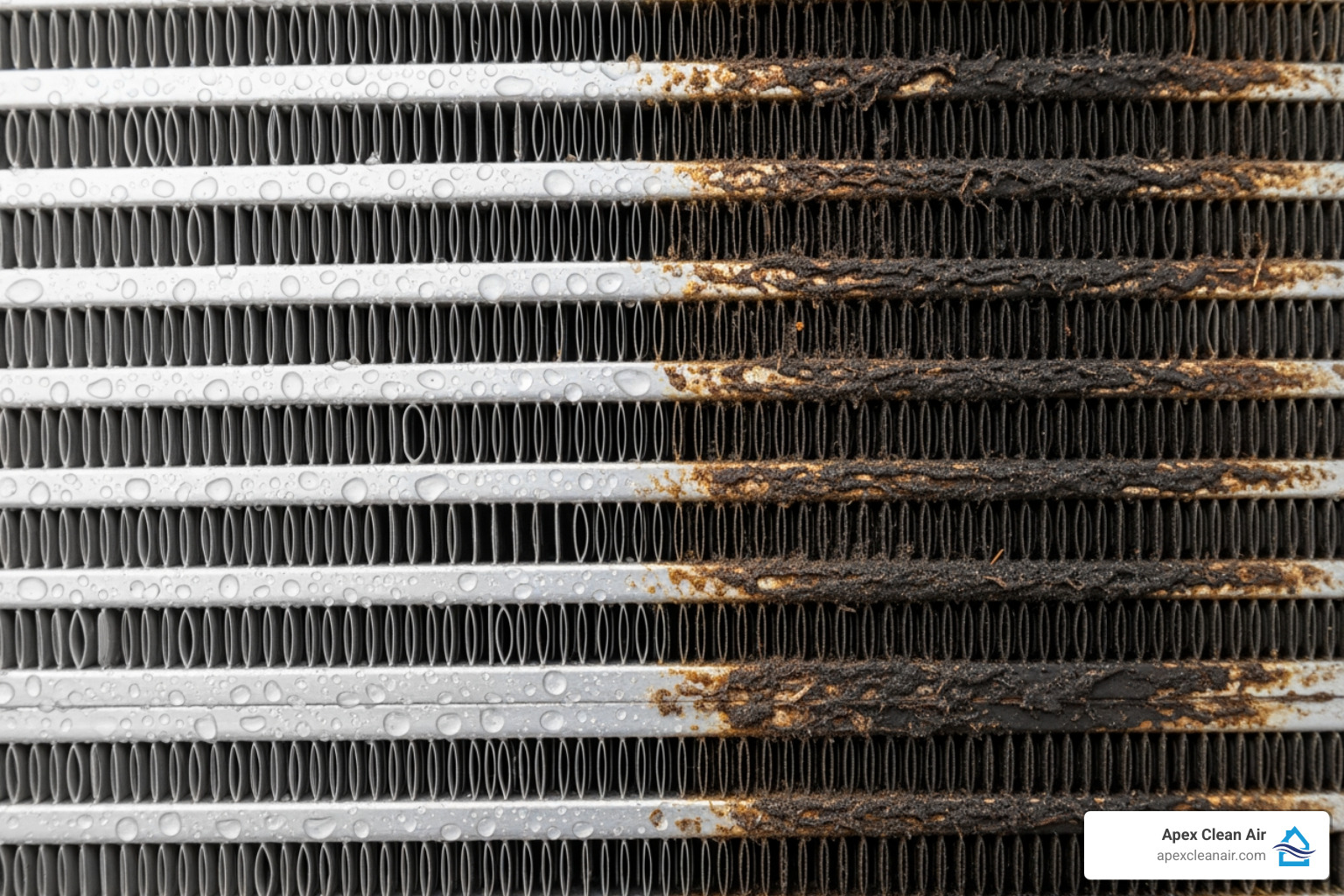 clean vs. moldy evaporator coil - a/c ultraviolet light